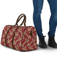 Luxury Red Monstera Travel Bag Polynesian Tribal Pattern - Polynesian Pride