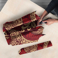 Luxury Red Monstera Umbrella Polynesian Tribal Pattern - Polynesian Pride