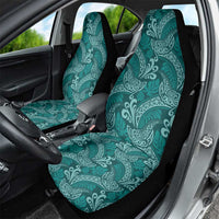 Teal Monstera Car Seat Cover Polynesian Tribal Pattern - Polynesian Pride
