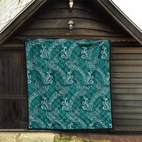 Teal Monstera Quilt Polynesian Tribal Pattern - Polynesian Pride