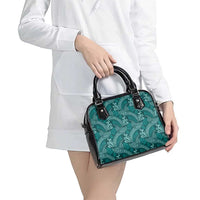 Teal Monstera Shoulder Handbag Polynesian Tribal Pattern - Polynesian Pride