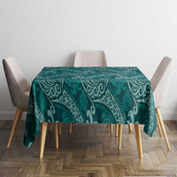 Teal Monstera Tablecloth Polynesian Tribal Pattern - Polynesian Pride