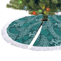 Teal Monstera Tree Skirt Polynesian Tribal Pattern - Polynesian Pride
