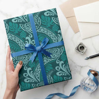 Teal Monstera Wrapping Paper Polynesian Tribal Pattern - Polynesian Pride