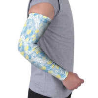 Anthurium Plumeria Lei Pastel Arm Sleeves Blue Hawaiian Splendid Palaka LT01 - Polynesian Pride