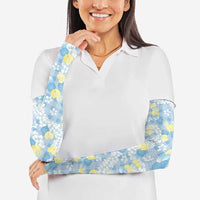 Anthurium Plumeria Lei Pastel Arm Sleeves Blue Hawaiian Splendid Palaka LT01 - Polynesian Pride