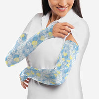 Anthurium Plumeria Lei Pastel Arm Sleeves Blue Hawaiian Splendid Palaka LT01 - Polynesian Pride