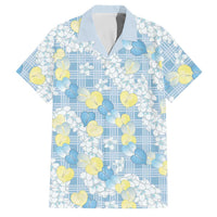 Anthurium Plumeria Lei Pastel Family Matching Off Shoulder Maxi Dress and Hawaiian Shirt Blue Hawaiian Splendid Palaka
