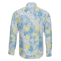 Anthurium Plumeria Lei Pastel Family Matching Off Shoulder Maxi Dress and Hawaiian Shirt Blue Hawaiian Splendid Palaka