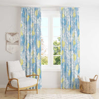 Anthurium Plumeria Lei Pastel Window Curtain Blue Hawaiian Splendid Palaka LT01 - Polynesian Pride