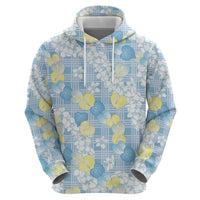 Anthurium Plumeria Lei Pastel Zip Hoodie Blue Hawaiian Splendid Palaka