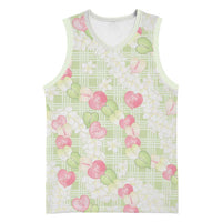 Anthurium Plumeria Lei Pastel Basketball Jersey Green Hawaiian Splendid Palaka