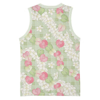Anthurium Plumeria Lei Pastel Basketball Jersey Green Hawaiian Splendid Palaka