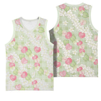Anthurium Plumeria Lei Pastel Basketball Jersey Green Hawaiian Splendid Palaka