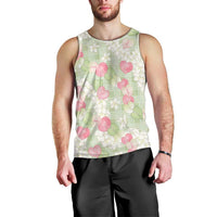 Anthurium Plumeria Lei Pastel Men Tank Top Green Hawaiian Splendid Palaka LT01 - Polynesian Pride