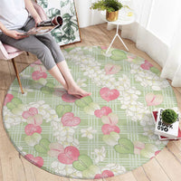 Anthurium Plumeria Lei Pastel Round Carpet Green Hawaiian Splendid Palaka