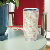 Anthurium Plumeria Lei Pastel Tumbler Cup Green Hawaiian Splendid Palaka