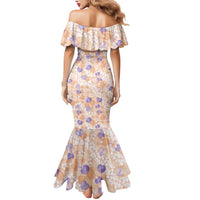 Anthurium Plumeria Lei Pastel Mermaid Dress Orange Hawaiian Splendid Palaka LT01 - Polynesian Pride