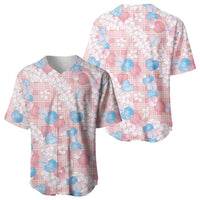 Anthurium Plumeria Lei Pastel Baseball Jersey Pink Hawaiian Splendid Palaka