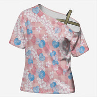 Anthurium Plumeria Lei Pastel Cross Shoulder Shirt Pink Hawaiian Splendid Palaka