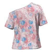Anthurium Plumeria Lei Pastel Cross Shoulder Shirt Pink Hawaiian Splendid Palaka