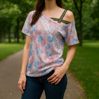 Anthurium Plumeria Lei Pastel Cross Shoulder Shirt Pink Hawaiian Splendid Palaka