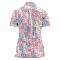 Anthurium Plumeria Lei Pastel Women Polo Shirt Pink Hawaiian Splendid Palaka