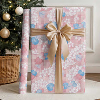 Anthurium Plumeria Lei Pastel Wrapping Paper Pink Hawaiian Splendid Palaka