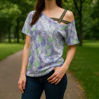 Anthurium Plumeria Lei Pastel Cross Shoulder Shirt Purple Hawaiian Splendid Palaka LT01 - Polynesian Pride