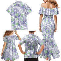 Anthurium Plumeria Lei Pastel Family Matching Mermaid Dress and Hawaiian Shirt Purple Hawaiian Splendid Palaka