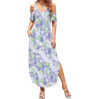 Anthurium Plumeria Lei Pastel Summer Maxi Dress Purple Hawaiian Splendid Palaka LT01 Women Purple - Polynesian Pride