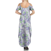 Anthurium Plumeria Lei Pastel Summer Maxi Dress Purple Hawaiian Splendid Palaka LT01 - Polynesian Pride