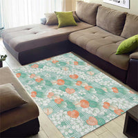 Anthurium Plumeria Lei Pastel Area Rug Teal Hawaiian Splendid Palaka LT01 - Polynesian Pride