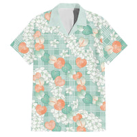 Anthurium Plumeria Lei Pastel Family Matching Long Sleeve Bodycon Dress and Hawaiian Shirt Teal Hawaiian Splendid Palaka
