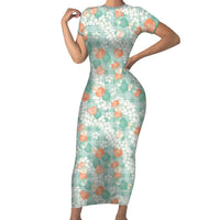 Anthurium Plumeria Lei Pastel Family Matching Short Sleeve Bodycon Dress and Hawaiian Shirt Teal Hawaiian Splendid Palaka