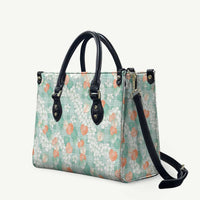 Anthurium Plumeria Lei Pastel Leather Bag Teal Hawaiian Splendid Palaka