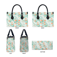 Anthurium Plumeria Lei Pastel Leather Bag Teal Hawaiian Splendid Palaka
