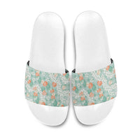 Anthurium Plumeria Lei Pastel Slide Sandals Teal Hawaiian Splendid Palaka