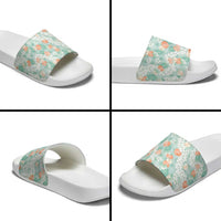 Anthurium Plumeria Lei Pastel Slide Sandals Teal Hawaiian Splendid Palaka