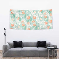 Anthurium Plumeria Lei Pastel Tapestry Teal Hawaiian Splendid Palaka LT01 - Polynesian Pride