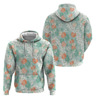 Anthurium Plumeria Lei Pastel Zip Hoodie Teal Hawaiian Splendid Palaka LT01 - Polynesian Pride