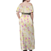 Anthurium Plumeria Lei Pastel Family Matching Off Shoulder Maxi Dress and Hawaiian Shirt Yellow Hawaiian Splendid Palaka