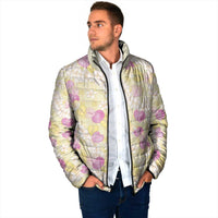 Anthurium Plumeria Lei Pastel Padded Jacket Yellow Hawaiian Splendid Palaka