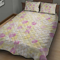 Anthurium Plumeria Lei Pastel Quilt Bed Set Yellow Hawaiian Splendid Palaka