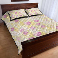 Anthurium Plumeria Lei Pastel Quilt Bed Set Yellow Hawaiian Splendid Palaka