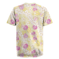 Anthurium Plumeria Lei Pastel Rugby Jersey Yellow Hawaiian Splendid Palaka LT01 - Polynesian Pride