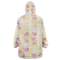 Anthurium Plumeria Lei Pastel Wearable Blanket Hoodie Yellow Hawaiian Splendid Palaka