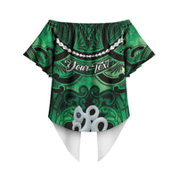 Personalised Maori Matariki Manaia Kakariki Off Shoulder Wrap Waist Top Maori Kowhaiwhai Pattern Galaxy LT01 - Polynesian Pride