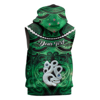 Personalised Maori Matariki Manaia Kakariki Sleeveless Hoodie Maori Kowhaiwhai Pattern Galaxy LT01 - Polynesian Pride