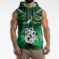 Personalised Maori Matariki Manaia Kakariki Sleeveless Hoodie Maori Kowhaiwhai Pattern Galaxy LT01 - Polynesian Pride